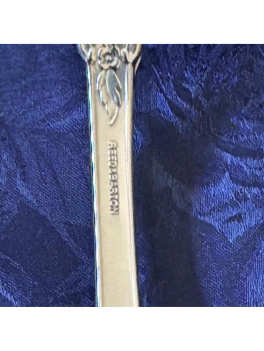 Reed & Barton Silver Plated Salad Fork & Spoon Set, Floral Handle, Glossy